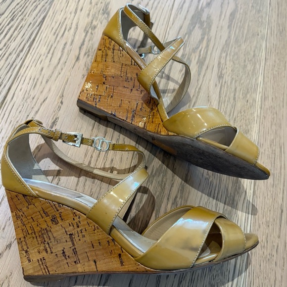 Dior Cork Wedge Patent Strappy Sandals - Picture 7 of 11
